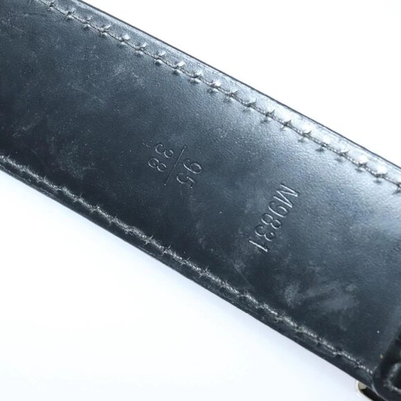 LOUIS VUITTON Belt Leather 29.9""""""""-34.3"""""""" Black Silver M9831 LV A... - Picture 11 of 16